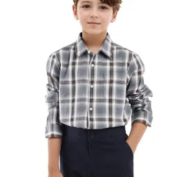 Rare Ones Boys Grey Cotton Chequered Shirt-picture-39
