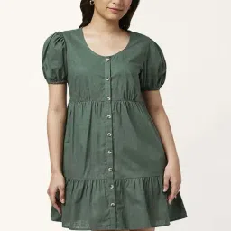 Honey by Pantaloons Green Cotton A-Line Dress-image-28