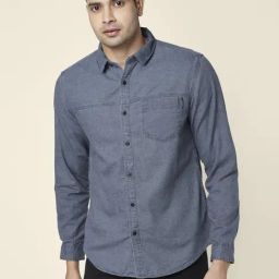 SF Jeans by Pantaloons Blue Cotton Slim Fit Shirt-picture-18