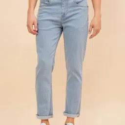 High Star Light Blue Cotton Straight Fit Jeans-picture-33