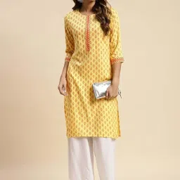 Rangita Yellow Printed Straight Kurta image 4