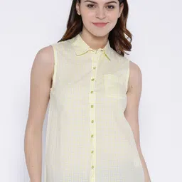 U.S. Polo Assn. Women Yellow Checked Shirt image 1