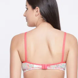 Clovia White & Blue Floral Print T-Shirt Bra image 2