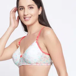 Clovia White & Blue Floral Print T-Shirt Bra image 3