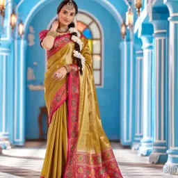 Elora Mustard Yellow Zari Saree-image-56
