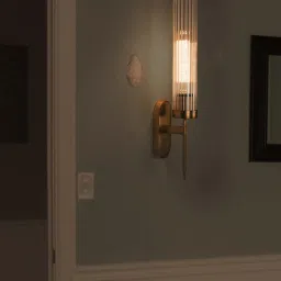 Fos Lighting Golden Mini Torchiere Wall Sconce Light With Cylindrical Glass (Bulb not included) image 1