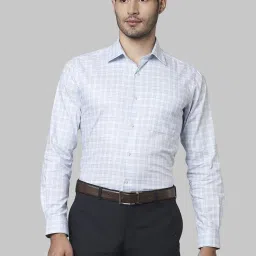 Raymond Blue Cotton Regular Fit Checks Shirt image 1