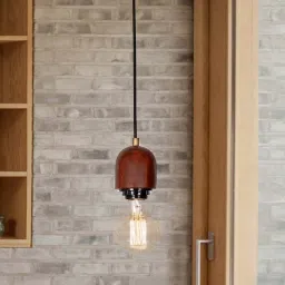 Fos Lighting Brown Modern Wooden Single Hanging Lamp - Set of 1 image 3