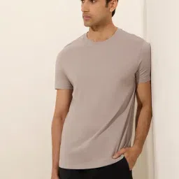 WES Casuals by Westside Light Grey Slim-Fit Cotton T-Shirt-image-93