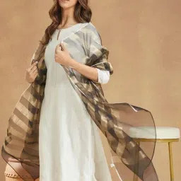 Fabindia Black Striped Dupatta image 3