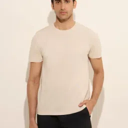 WES Casuals by Westside Beige Slim-Fit Cotton T-Shirt-image-62