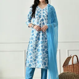 SZN Women Floral Printed Regular Kurta with Trousers & With Dupatta-picture-35