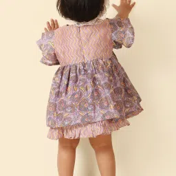 Fabindia Kids Lavender Floral Print Dress image 2
