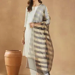 Fabindia Black Striped Dupatta image 2
