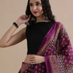 Jaipur Kurti Magenta Mulmul Cotton Regular Fit Print Saree-picture-20
