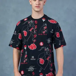 Bewakoof Black Cotton Relaxed Fit Printed T-Shirt-image-10