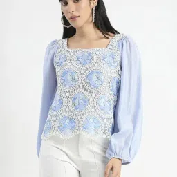 MADAME Powder Blue Floral Top-image-60