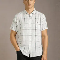 Louis Philippe White Cotton Slim Fit Checks Shirt-picture-40