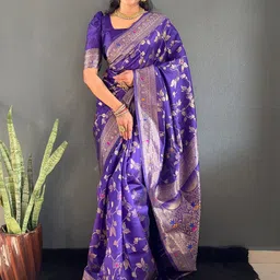 Moda Rapido Woven Design Zari Silk Blend Handloom Banarasi Saree-picture-21