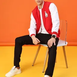 V-Mart Men Colourblocked Bomber with Patchwork Jacket image 3