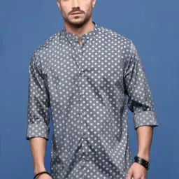 showoffff Showoff Grey Cotton Slim Fit Printed Shirt-picture-14