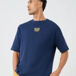 Styli Navy Cotton Oversized Printed T-Shirt-image-33