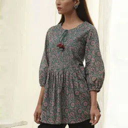 BIBA Teal Printed Kurtis image 3