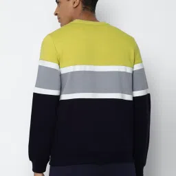 Allen Solly Navy Cotton Regular Fit Colour Block Sweartshirts image 2