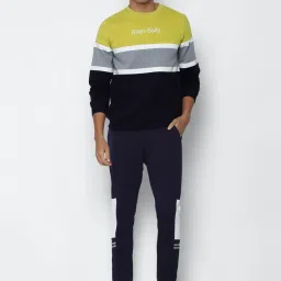 Allen Solly Navy Cotton Regular Fit Colour Block Sweartshirts image 5