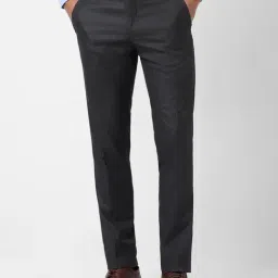 Van Heusen Grey Slim Fit Checks Trousers-picture-43