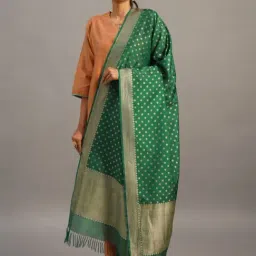 Jaypore Women Green Floral Dupatta-image-73