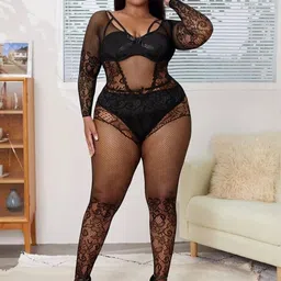 OGIMI- Ohh Give me Self Design Fishnet Body Sheered Stockings-image-68