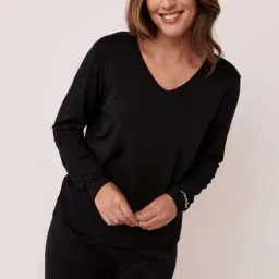 La Vie En Rose Black V Neck T-Shirt-picture-7