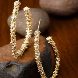 Karatcart Gold Plated Asorted Design Half Hoop Earrings for Women-image-1