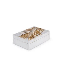 Home4U Gold & White Wood Small Zeus Handcarved Box-picture-1