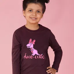 NUSYL Girls Graphic Printed Round Neck Cotton T-shirt-image-80