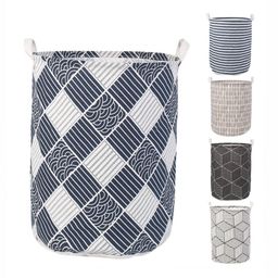 HOKIPO White & Blue Printed Foldable Laundry Basket-picture-45