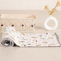 HOMEMONDE White & Mustard Printed AC Room 150 GSM Single Bed Dohar-picture-25