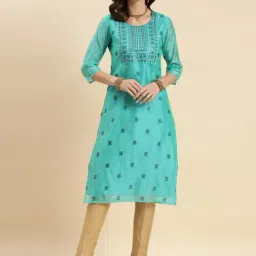 Rangita Sea Green Embroidered Straight Kurta-image-33