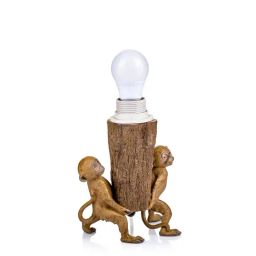 Home4U Brown Polyresin Stump Bonnet Monkeys Lamp-picture-4