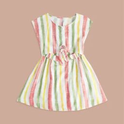 Pantaloons Junior Multicolor Cotton Striped Dress-picture-22