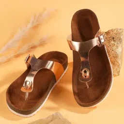 Mozafia Women's Rose Gold T-Strap Sandals-picture-35