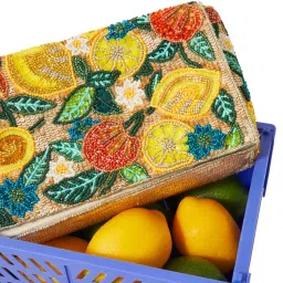 Accessorize London Women Multi-Color Embellished Beaded Clutch with Detachable Strap image 2