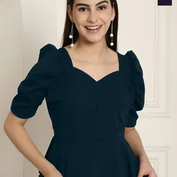 Metronaut Women's Pack of 2 Puff Sleeves Peplum Top-picture-10