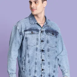 Bene Kleed Men Graphic Printed Oversized Denim Jacket Featuring Detachable Back Patch-picture-29