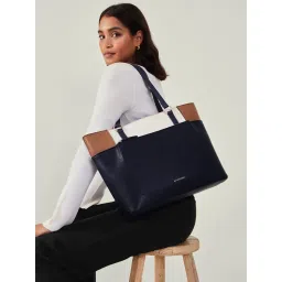 Accessorize London Women'S Navy Blue Colour Block Tote Bag image 1