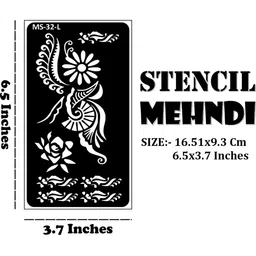 VOORKOMS Set Of 3 Mehndi Stencil Sticker Designs With Detailed Floral & Leaf image 2