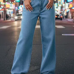 VBEAUTI Women Jean Relaxed Fit High-Rise Stretchable Wide Leg Jeans-image-41