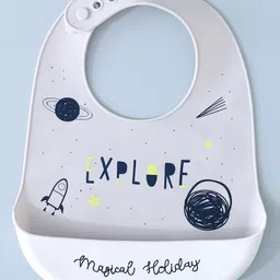 Silicone Bib With Space Print-  Grey-image-74