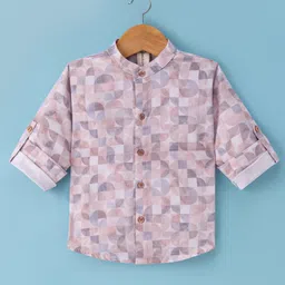 Dapper Dudes Full Sleeves Abstract Printed Shirt - Fawn-picture-35